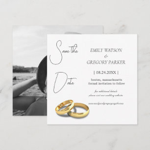 Elegantes minimalistisches Foto des Goldringes ret Save The Date