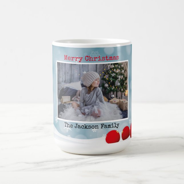 Elegantes Minimalistisches Foto Frohe Weihnachten Kaffeetasse (Mittel)