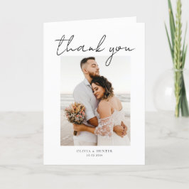 Elegantes Minimalistisches Foto Hochzeit Dankeschö Dankeskarte