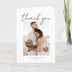 Elegantes Minimalistisches Foto Hochzeit Dankeschö Dankeskarte