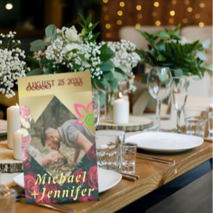 Elegantes Minimalistisches Foto Hochzeit Sockelschild