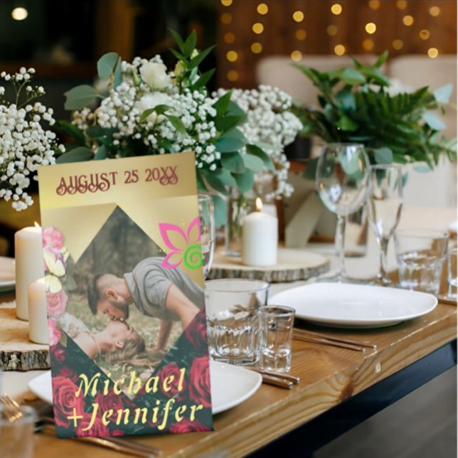 Elegantes Minimalistisches Foto Hochzeit Sockelschild (Von Creator hochgeladen)