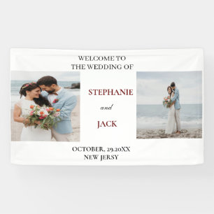Elegantes Minimalistisches Foto Hochzeit Willkomme Banner