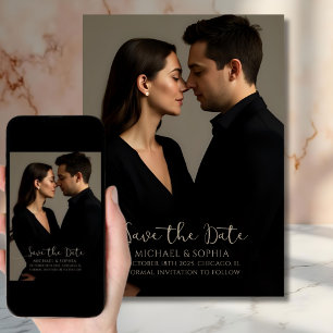 Elegantes Minimalistisches Foto Hochzeitsankündigu Save The Date