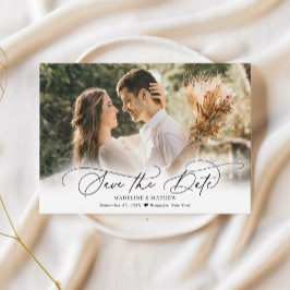 Elegantes Minimalistisches Foto Kalligraphie Hochz Save The Date