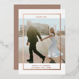 Elegantes Minimalistisches Foto Rose Gold Dankesch Folieneinladung