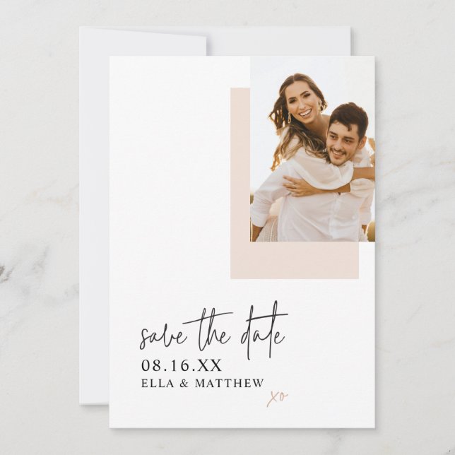 Elegantes Minimalistisches Foto Save the Date (Vorderseite)