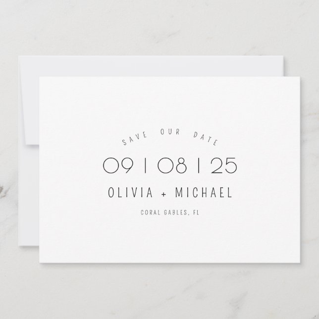 Elegantes Minimalistisches Foto Save The Date (Vorderseite)