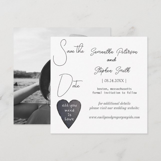 Elegantes minimalistisches Foto Save The Date (Vorne/Hinten)