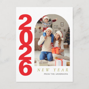 Elegantes minimalistisches Frohes Neues Jahr Famil Feiertagspostkarte