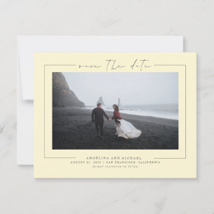 Elegantes Minimalistisches Gelbes -Foto Save The Date