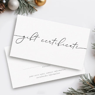 Elegantes Minimalistisches Geschenkgutachten Begleitkarte