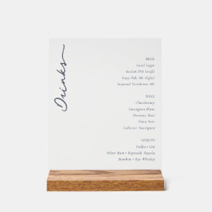 Elegantes minimalistisches Getränkekarten-Schild Acrylschild
