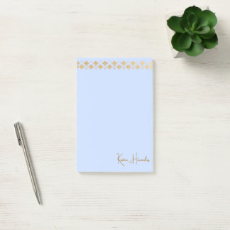 Elegantes Minimalistisches Gold Akzent Blau Post-it Klebezettel