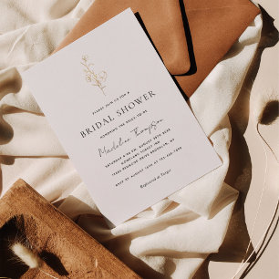 Elegantes Minimalistisches Gold Floral Brautparty Einladung