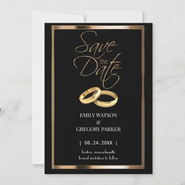 Elegantes, minimalistisches Gold Save the Date (Vorderseite)