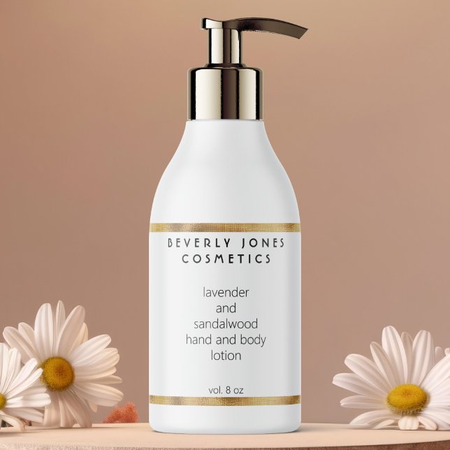 Elegantes Minimalistisches Gold & White Cosmetics- Rechteckiger Aufkleber (Von Creator hochgeladen)