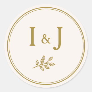 Elegantes minimalistisches goldenes Hochzeitsumsch Runder Aufkleber