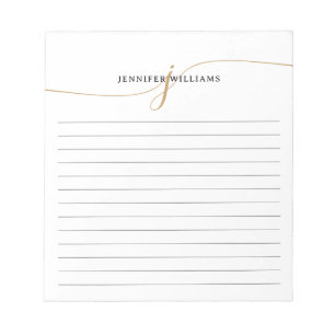 Elegantes minimalistisches goldenes Schriftmonogra Notizblock