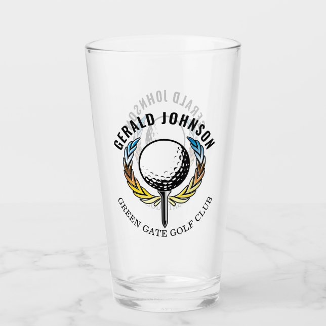 Elegantes Minimalistisches Golf Monogram Design Glas (Vorderseite)