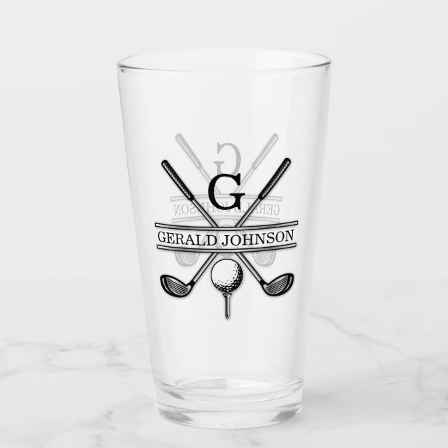 Elegantes Minimalistisches Golf Monogram Design Glas (Vorderseite)