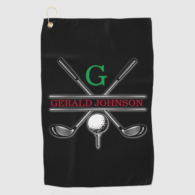 Elegantes Minimalistisches Golf Monogram Design Golfhandtuch (Vorderseite)