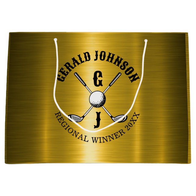Elegantes Minimalistisches Golf Monogram Design Große Geschenktüte (Vorderseite)