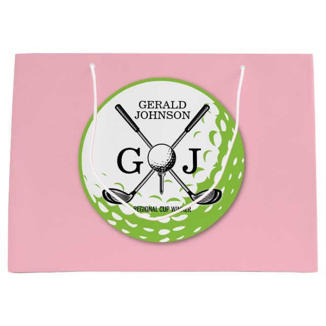 Elegantes Minimalistisches Golf Monogram Design Große Geschenktüte (Vorderseite)