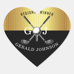 Elegantes Minimalistisches Golf Monogram Design Herz-Aufkleber