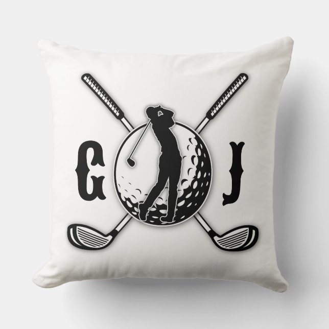 Elegantes Minimalistisches Golf Monogram Design Kissen (Vorderseite)