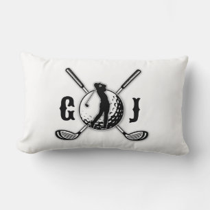 Elegantes Minimalistisches Golf Monogram Design Lendenkissen