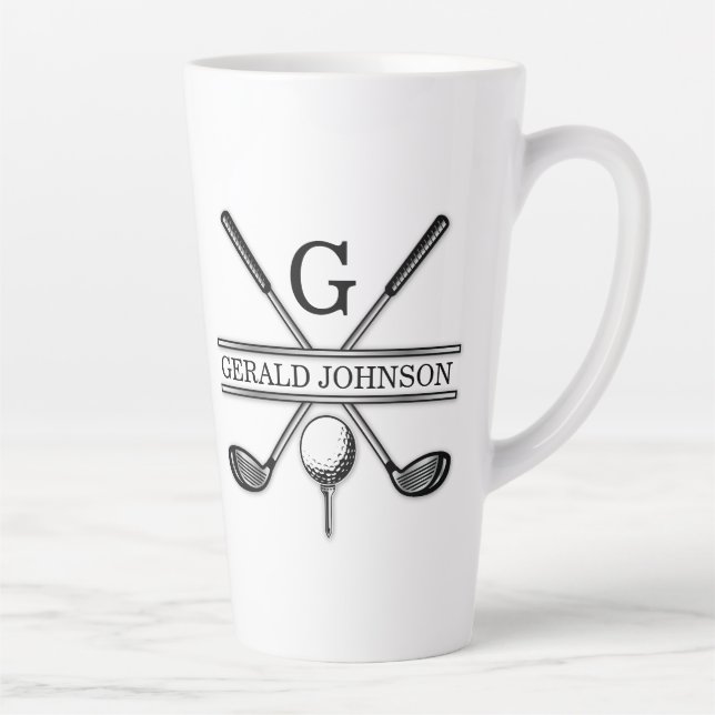 Elegantes Minimalistisches Golf Monogram Design Milchtasse (Rechts)