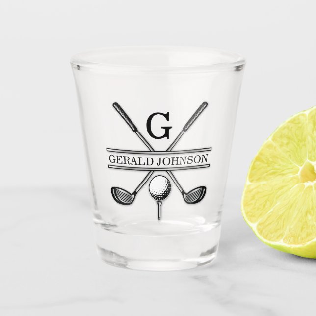Elegantes Minimalistisches Golf Monogram Design Schnapsglas (Vorderseite)