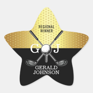 Elegantes Minimalistisches Golf Monogram Design Stern-Aufkleber