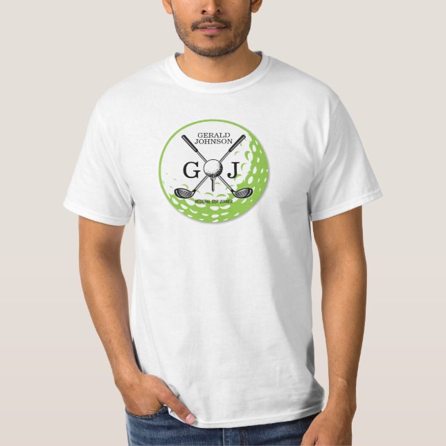 Elegantes Minimalistisches Golf Monogram Design T-Shirt (Vorderseite)
