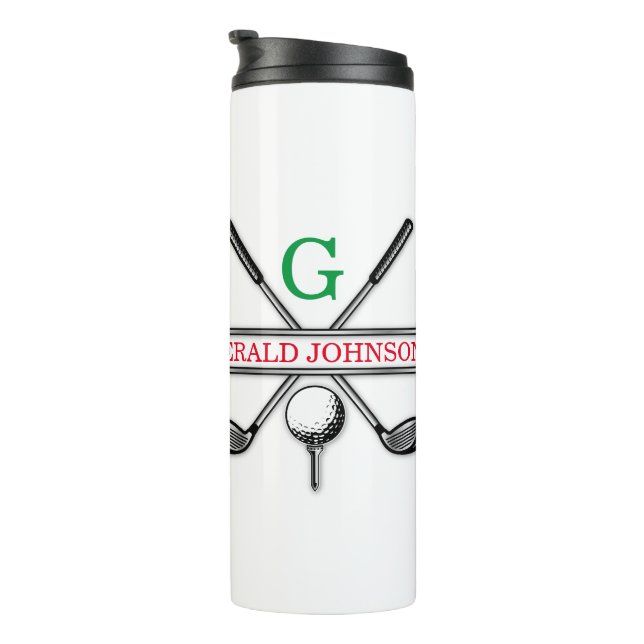 Elegantes Minimalistisches Golf Monogram Design Thermosbecher (Nach rechts gedreht)