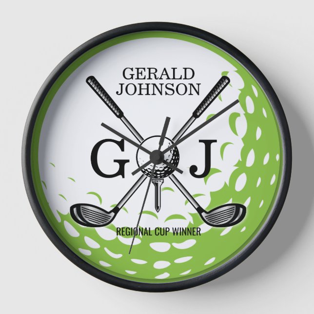 Elegantes Minimalistisches Golf Monogram Design Uhr (Vorderseite)