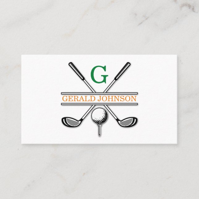 Elegantes Minimalistisches Golf Monogram Design Visitenkarte (Vorderseite)