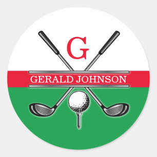 Elegantes Minimalistisches Golf Monogram Runder Aufkleber