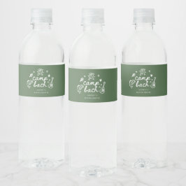 Elegantes Minimalistisches Grünes Camp-Junggeselli Wasserflaschenetikett