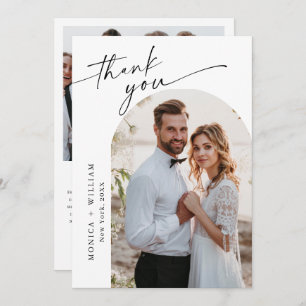 Elegantes Minimalistisches Handwriting Hochzeit 2 Dankeskarte