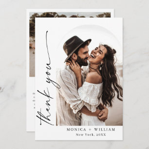 Elegantes Minimalistisches Handwriting Hochzeit 2 Dankeskarte