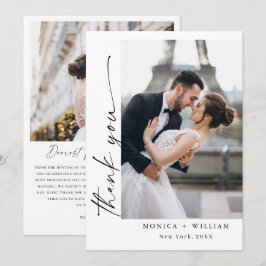 Elegantes Minimalistisches Handwriting Hochzeit 2 Dankeskarte