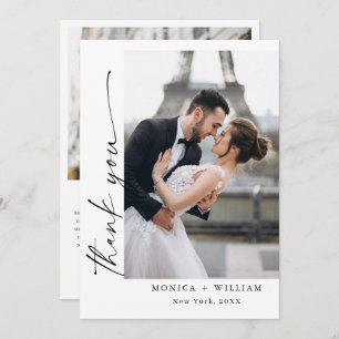 Elegantes Minimalistisches Handwriting Hochzeit 2 Dankeskarte
