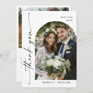 Elegantes Minimalistisches Handwriting Hochzeit 2 Dankeskarte