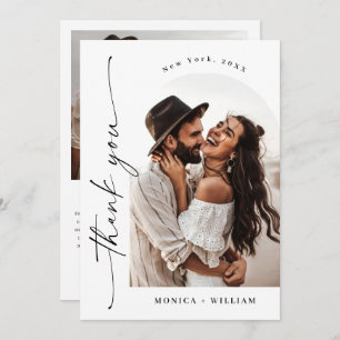 Elegantes Minimalistisches Handwriting Hochzeit 2 Dankeskarte