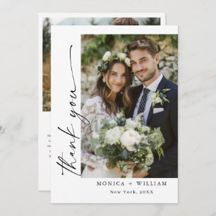 Elegantes Minimalistisches Handwriting Hochzeit 2  Dankeskarte