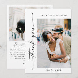 Elegantes Minimalistisches Handwriting Hochzeit 2  Dankeskarte