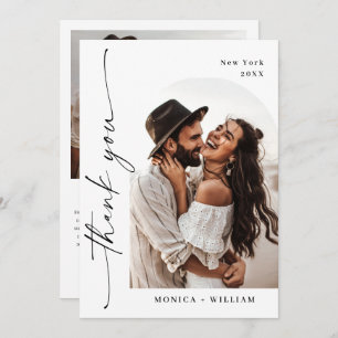 Elegantes Minimalistisches Handwriting Hochzeit 2 Dankeskarte