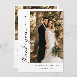 Elegantes Minimalistisches Handwriting Hochzeit 2 Dankeskarte